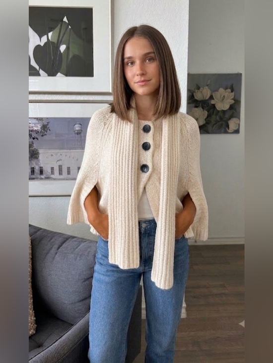 Banana Republic Sweaters - Banana Republic Merino Wool Woven Capelet with Scarf Sz Small (SEE DESCRIPTION)